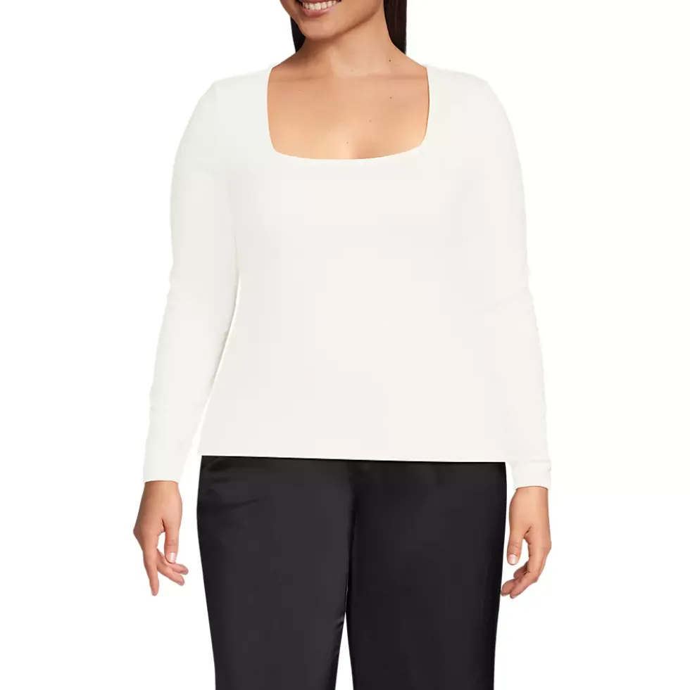 Women's Long Sleeve Rib Square Neck Tee