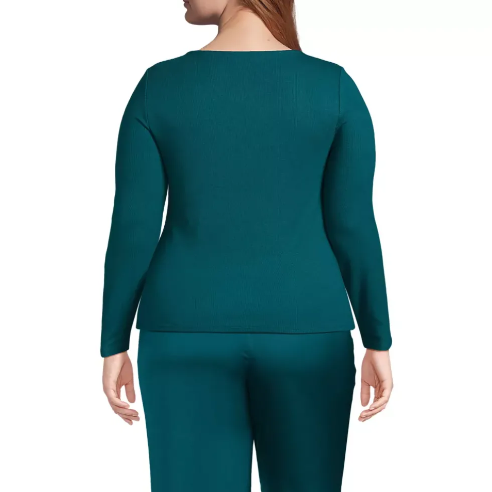 Women's Long Sleeve Rib Square Neck Tee