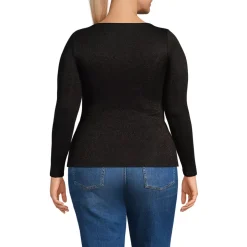 Women's Long Sleeve Rib Square Neck Tee