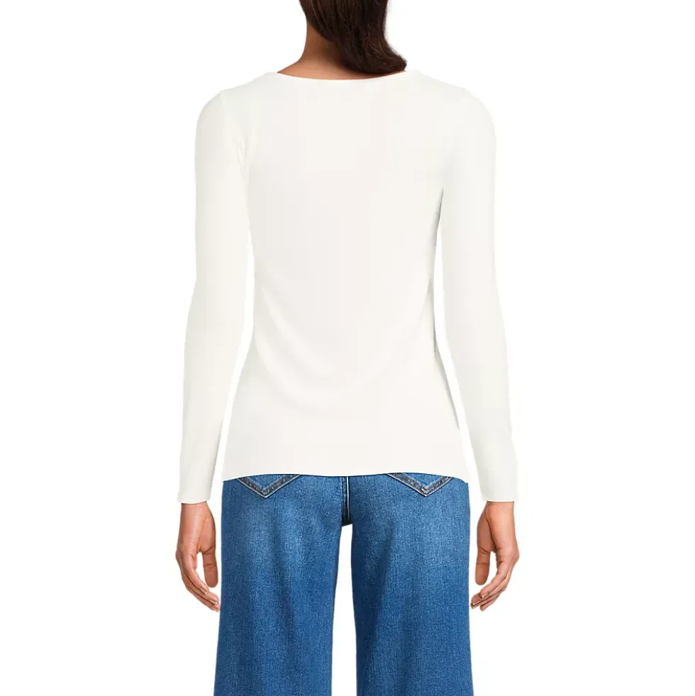 Women's Long Sleeve Rib Square Neck Tee