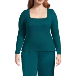 Women's Long Sleeve Rib Square Neck Tee