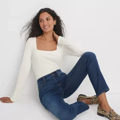 Women's Long Sleeve Rib Square Neck Tee