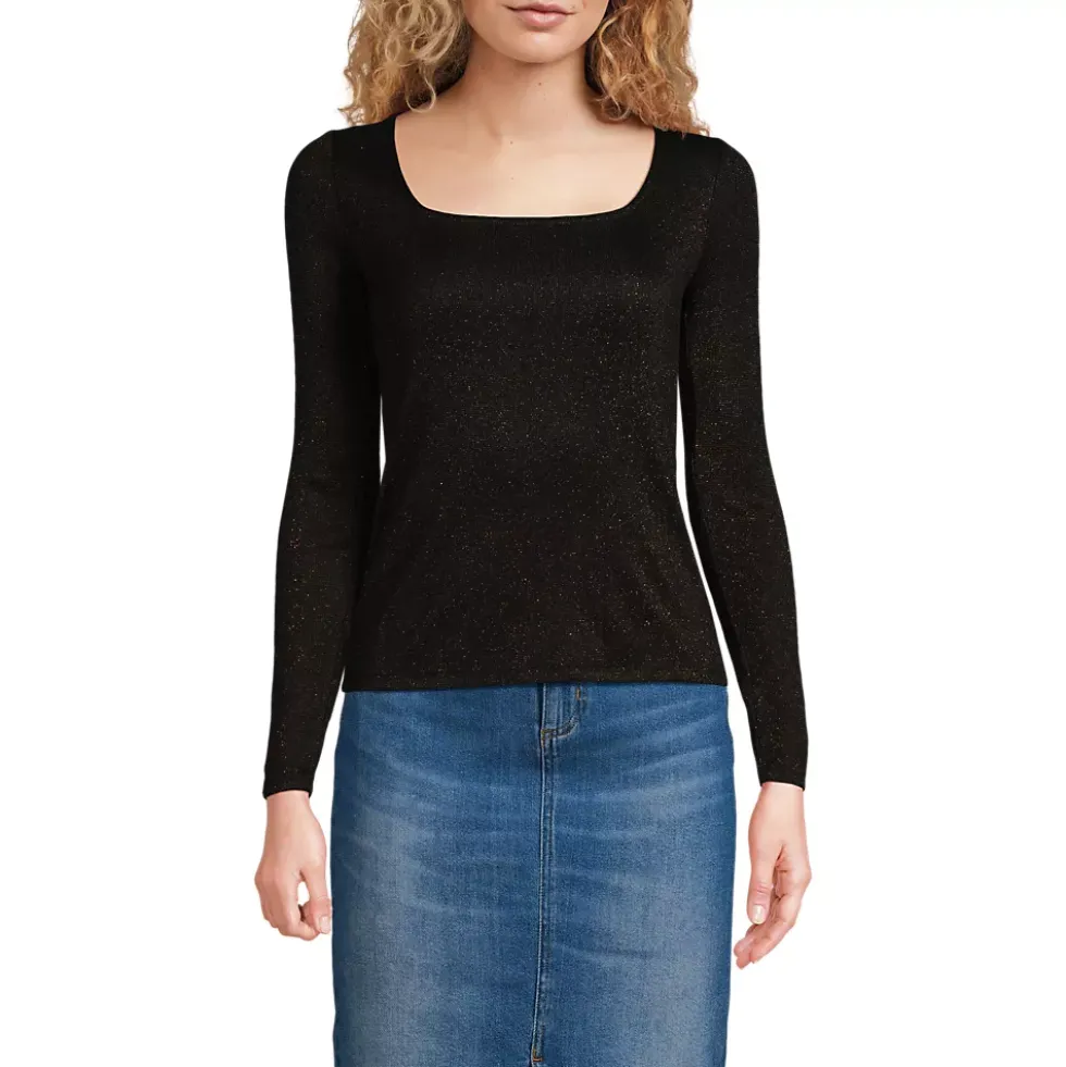 Women's Long Sleeve Rib Square Neck Tee