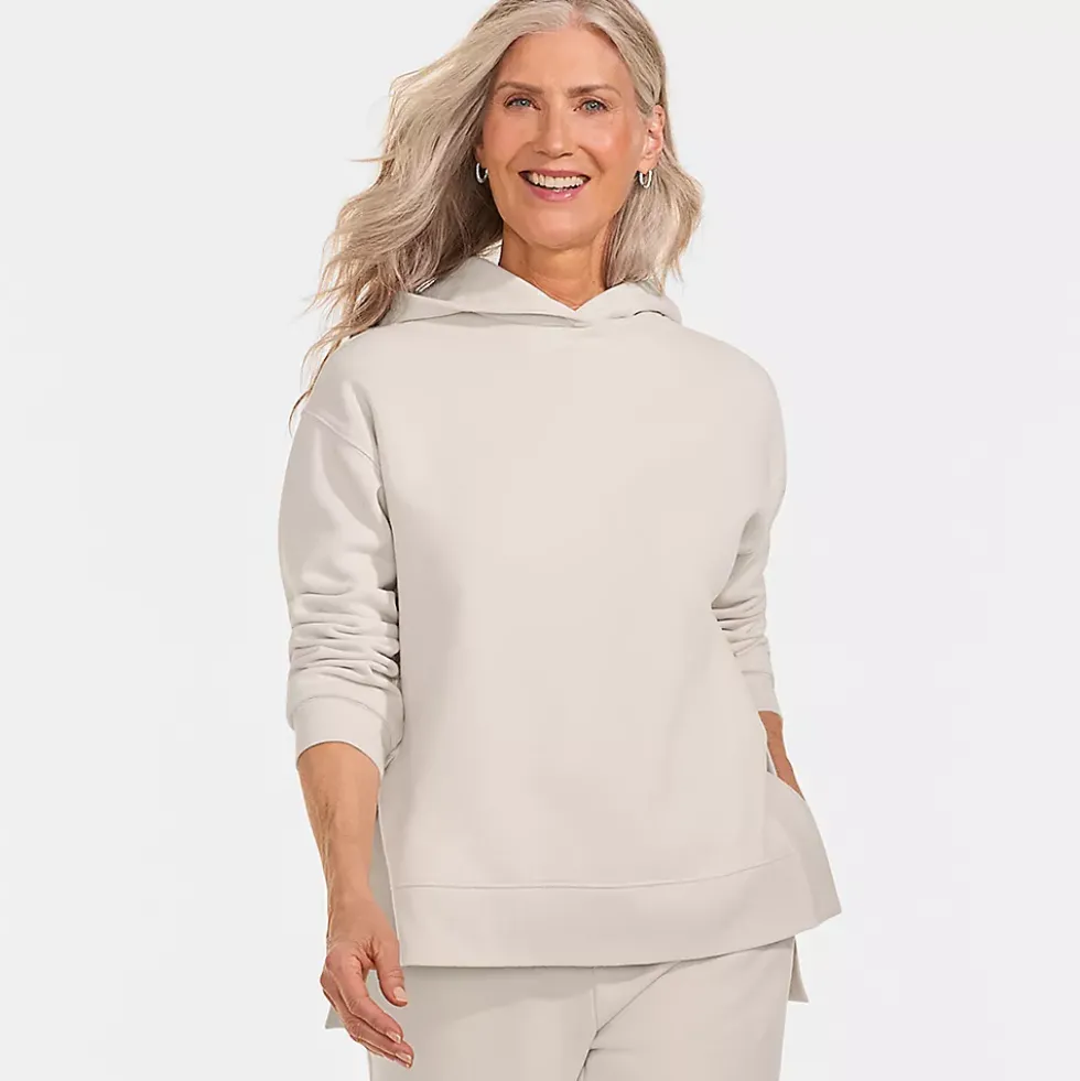 Women's Long Sleeve Serious Sweats Hooded Tunic Sweatshirt