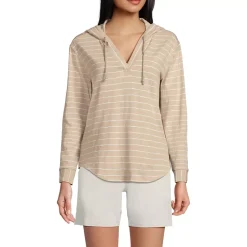 Women's Long Sleeve Slub Hooded Popover