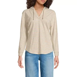 Women's Long Sleeve Slub Hooded Popover