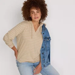 Women's Long Sleeve Slub Hooded Popover