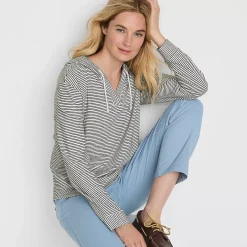 Women's Long Sleeve Slub Hooded Popover