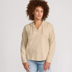 Women's Long Sleeve Slub Hooded Popover