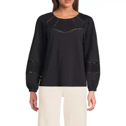 Women's Long Sleeve Slub Pintuck Top