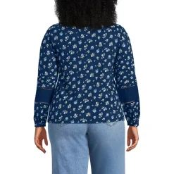 Women's Long Sleeve Slub Pintuck Top