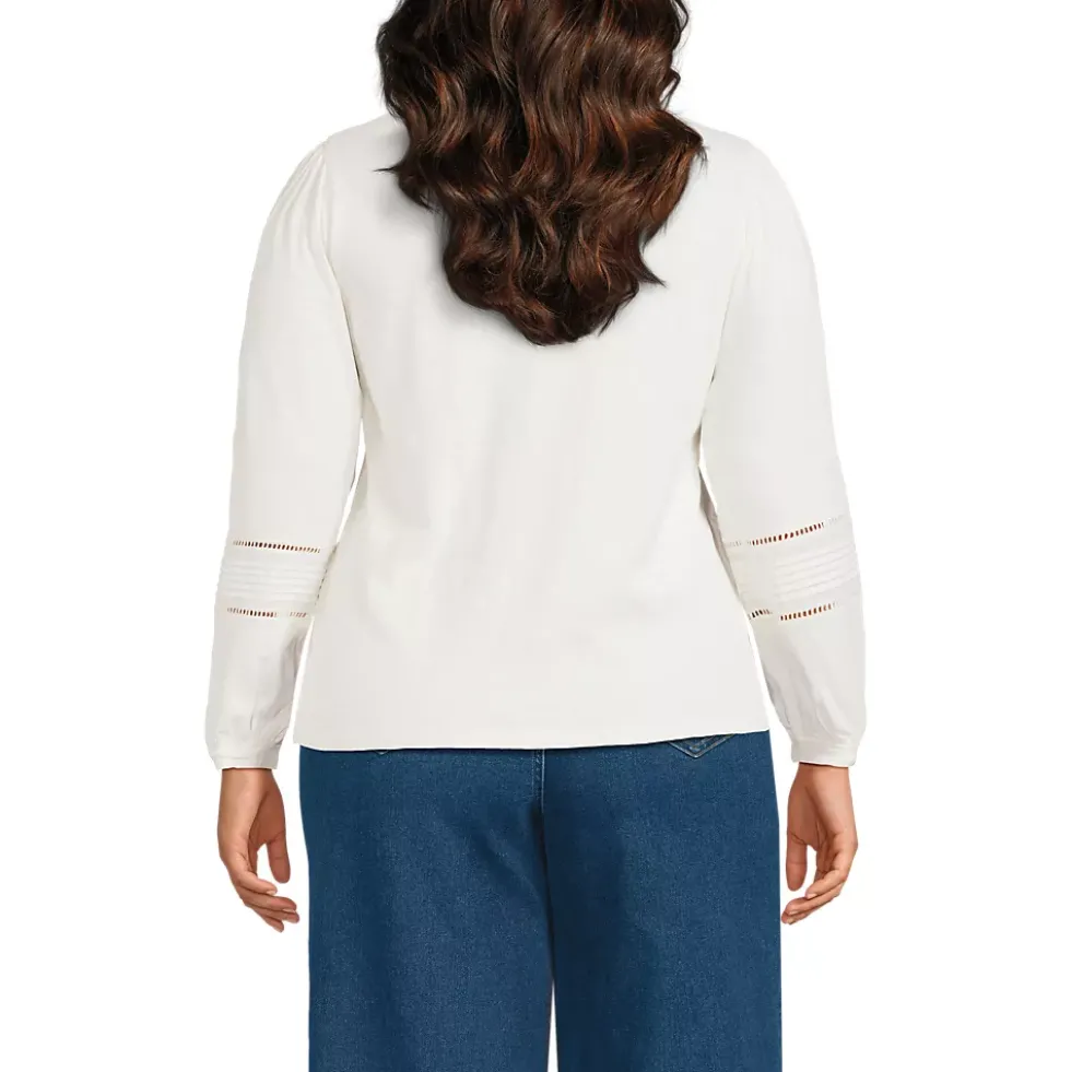 Women's Long Sleeve Slub Pintuck Top