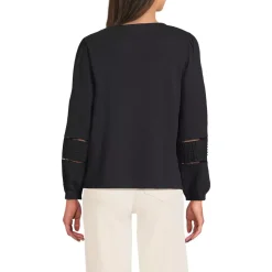 Women's Long Sleeve Slub Pintuck Top