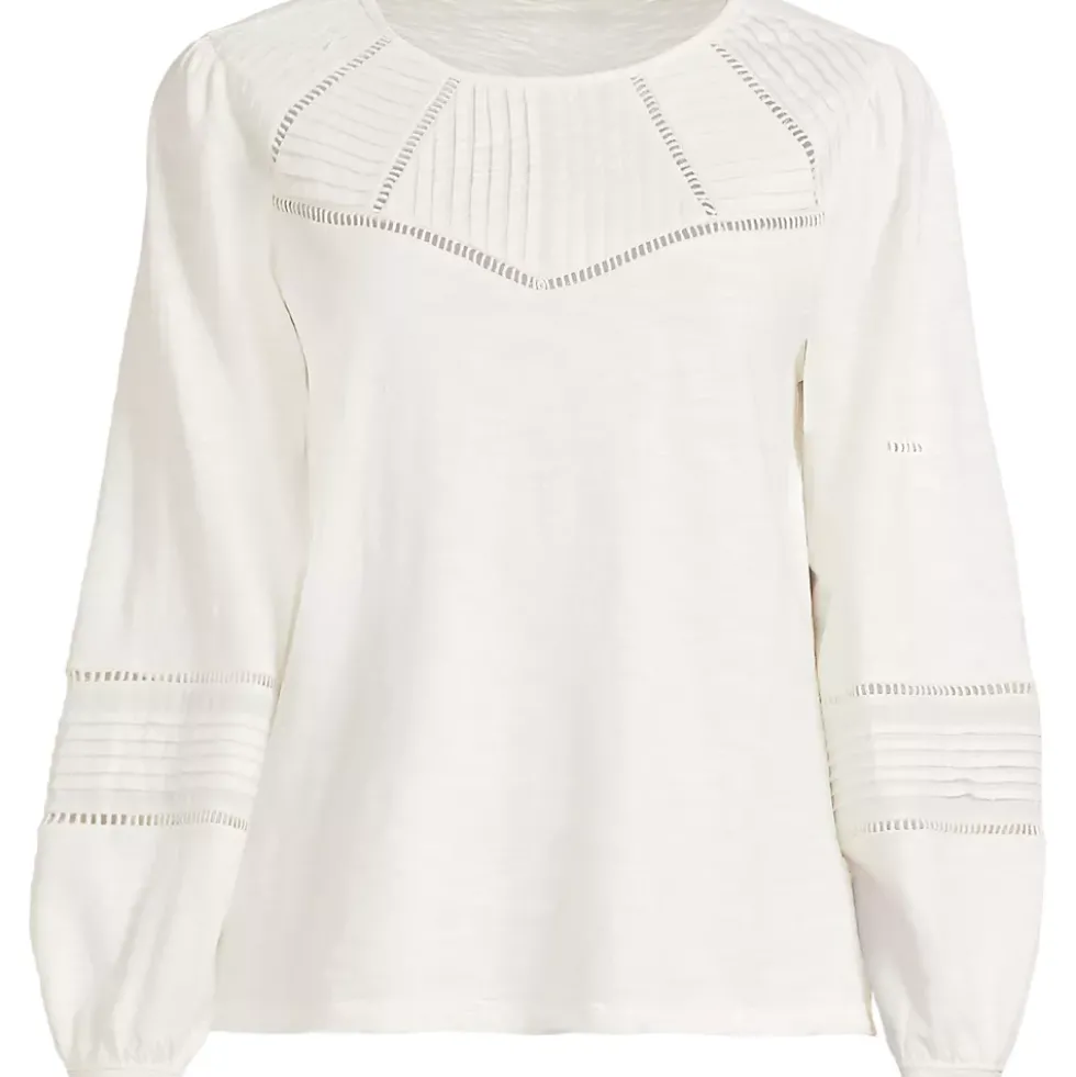 Women's Long Sleeve Slub Pintuck Top