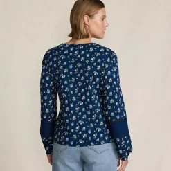 Women's Long Sleeve Slub Pintuck Top