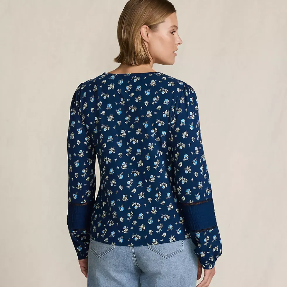 Women's Long Sleeve Slub Pintuck Top
