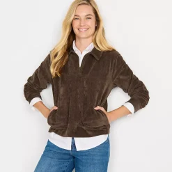 Women's Long Sleeve Sport Cord Quarter Zip Pullover