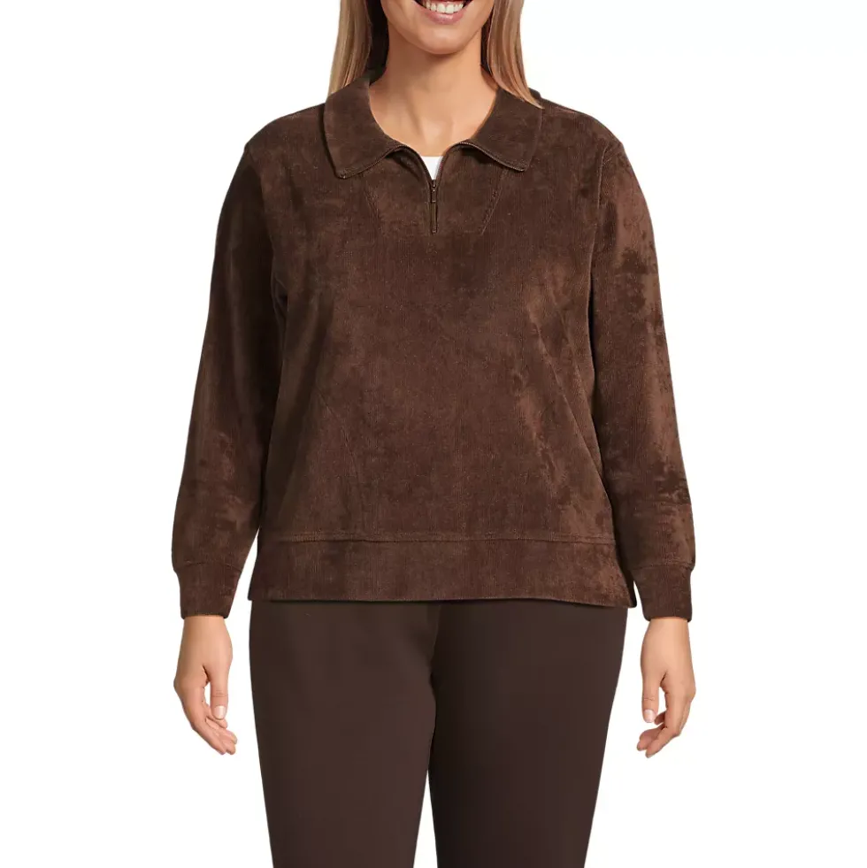 Women's Long Sleeve Sport Cord Quarter Zip Pullover