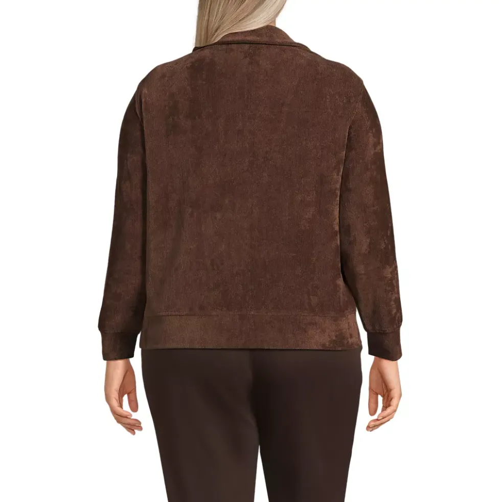 Women's Long Sleeve Sport Cord Quarter Zip Pullover