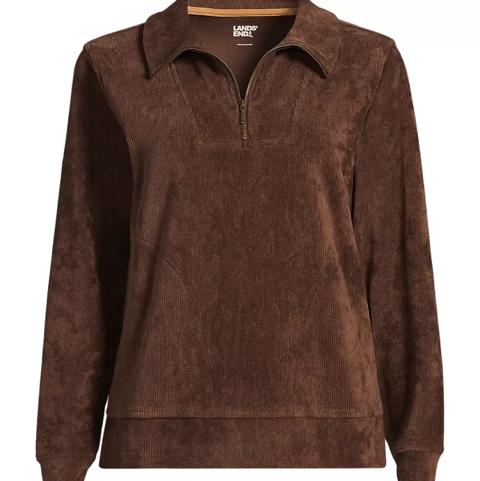 Women's Long Sleeve Sport Cord Quarter Zip Pullover