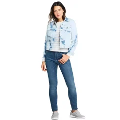 Women's Long Sleeve Tie Dye Denim Jacket
