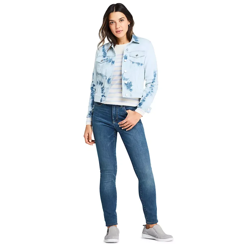 Women's Long Sleeve Tie Dye Denim Jacket