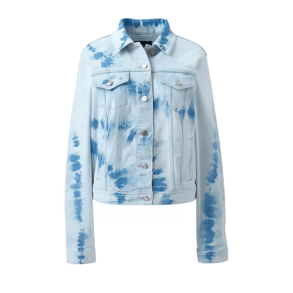 Women's Long Sleeve Tie Dye Denim Jacket