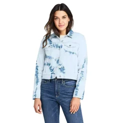 Women's Long Sleeve Tie Dye Denim Jacket