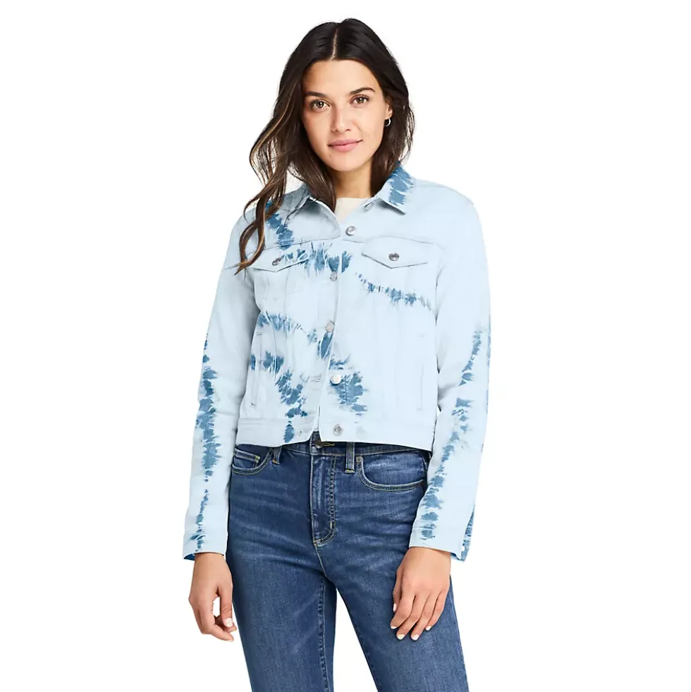 Women's Long Sleeve Tie Dye Denim Jacket