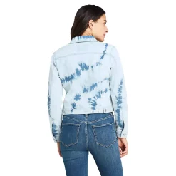 Women's Long Sleeve Tie Dye Denim Jacket
