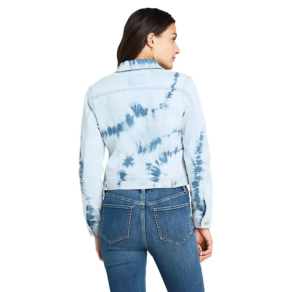 Women's Long Sleeve Tie Dye Denim Jacket