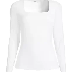 Women's Long Sleeve Tugless Double Layer Square Neck Knit Top