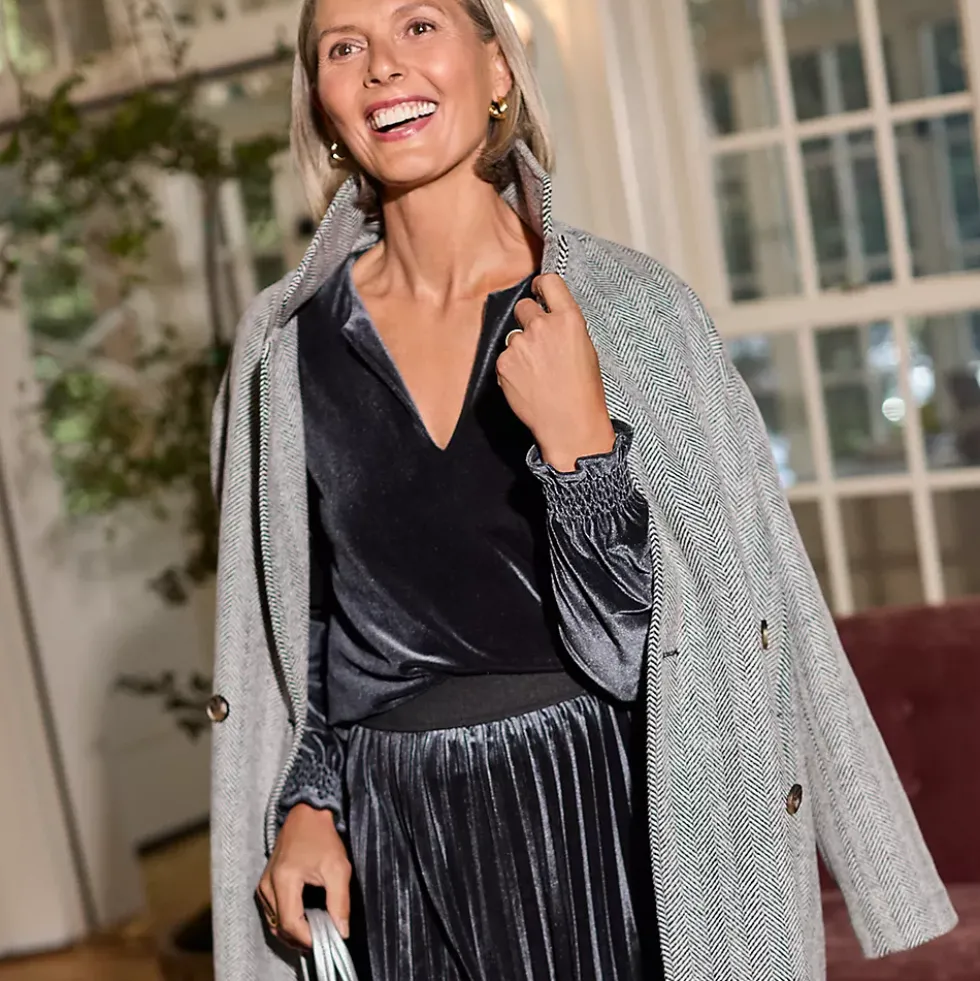 Women's Long Sleeve Velvet Blouse