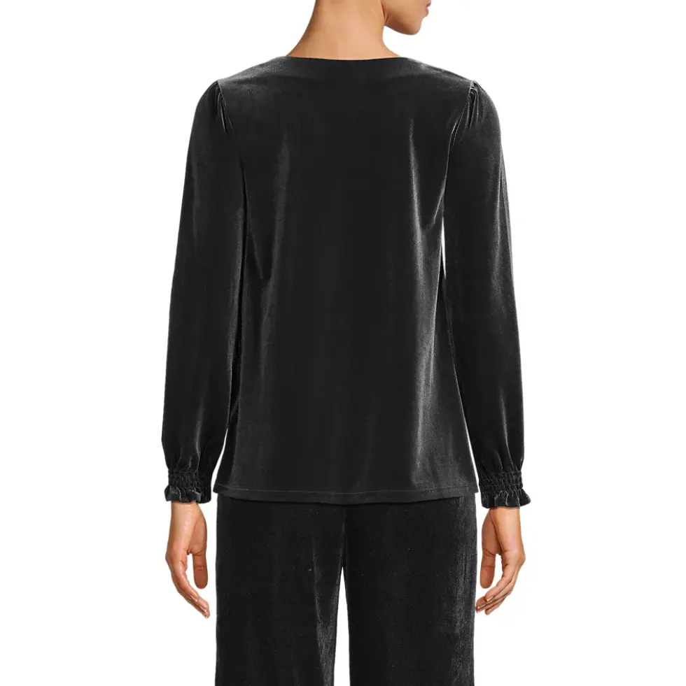 Women's Long Sleeve Velvet Blouse