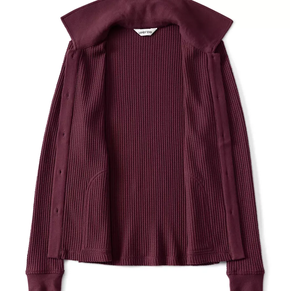 Women's Long Sleeve Waffle Collared Shacket