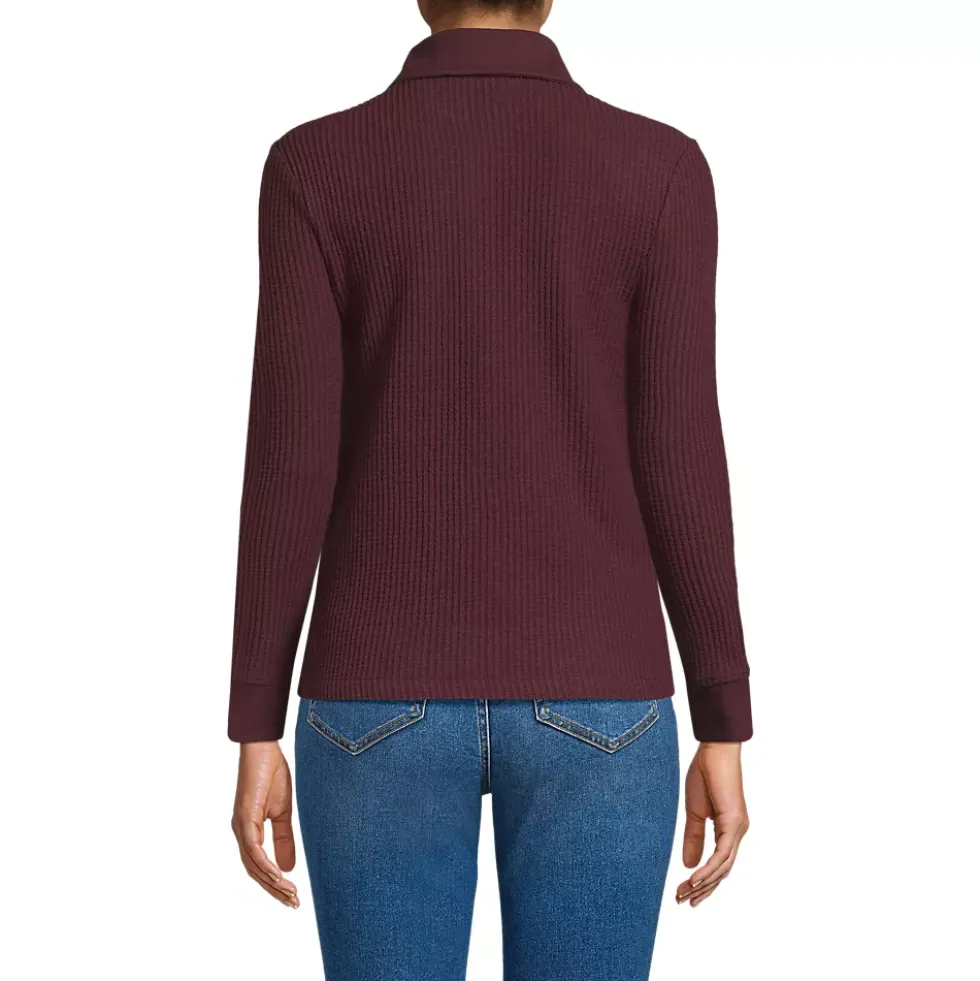 Women's Long Sleeve Waffle Collared Shacket