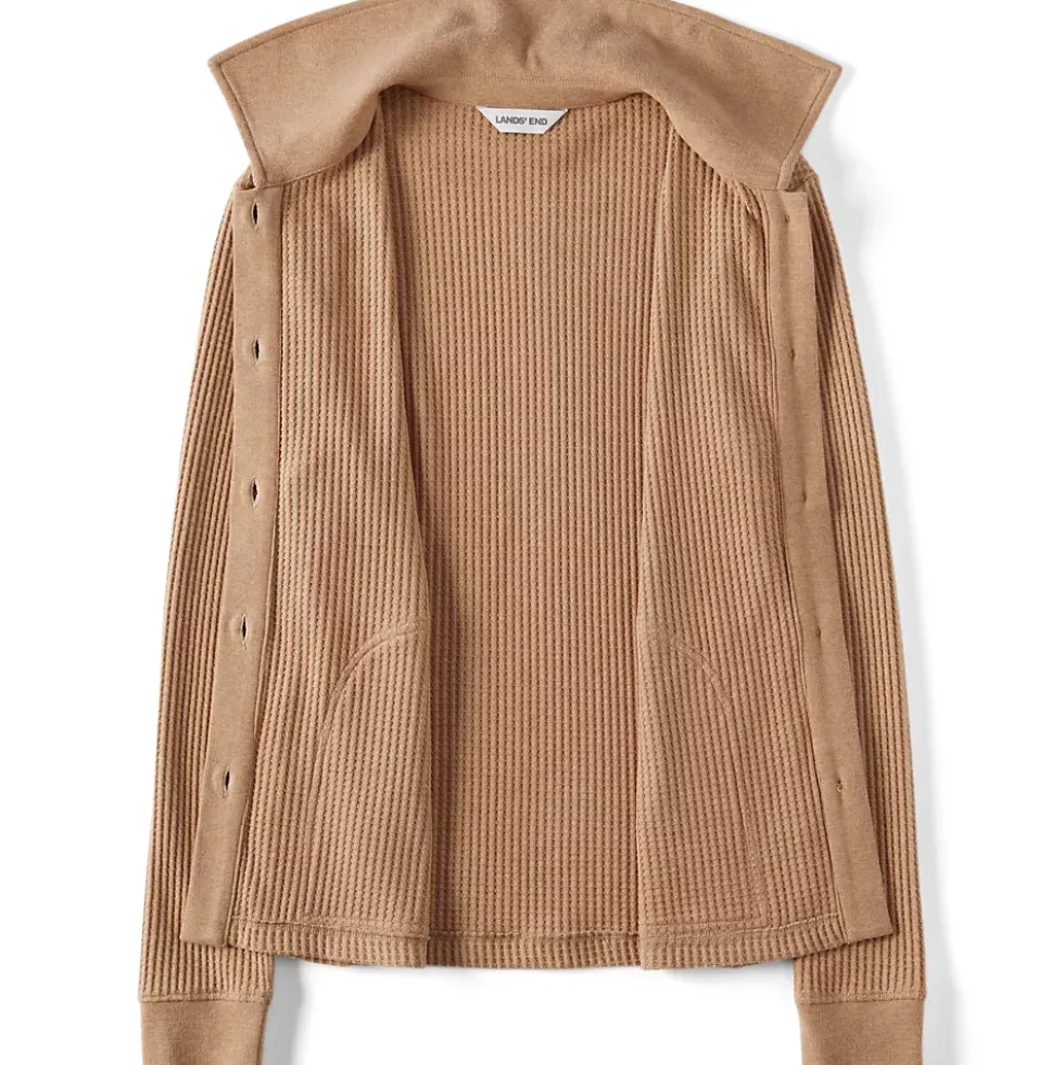 Women's Long Sleeve Waffle Collared Shacket