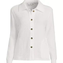 Women's Long Sleeve Waffle Collared Shacket