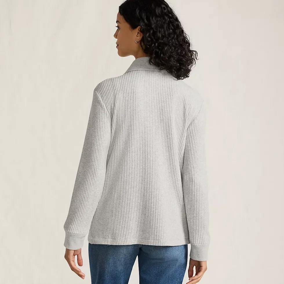 Women's Long Sleeve Waffle Collared Shacket