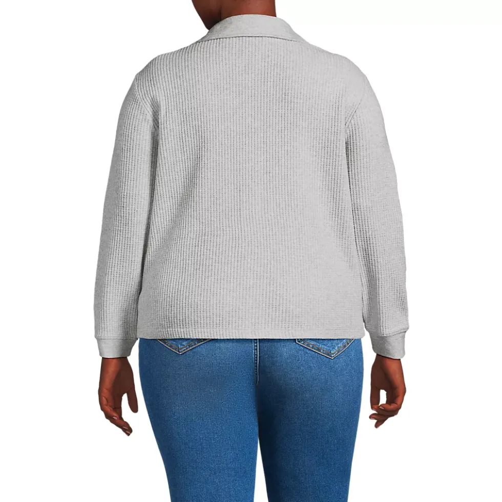 Women's Long Sleeve Waffle Collared Shacket