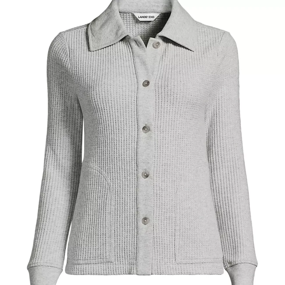 Women's Long Sleeve Waffle Collared Shacket