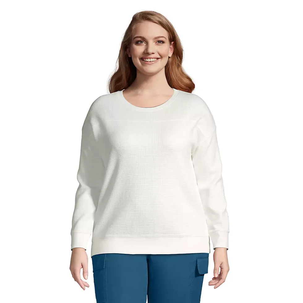 Women's Long Sleeve Waffle Crewneck Top