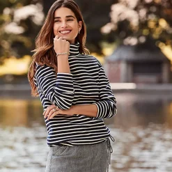 Women's Long Sleeve Waffle Funnel Neck Top