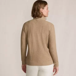 Women's Long Sleeve Waffle Quarter Zip Pullover