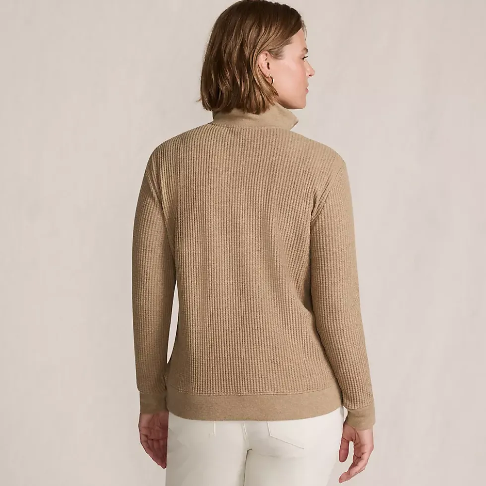 Women's Long Sleeve Waffle Quarter Zip Pullover