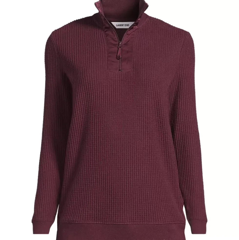 Women's Long Sleeve Waffle Quarter Zip Pullover