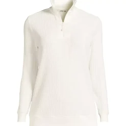 Women's Long Sleeve Waffle Quarter Zip Pullover