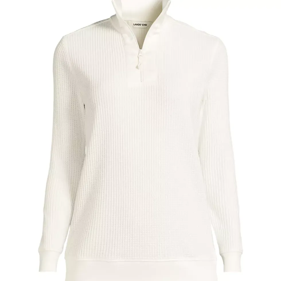 Women's Long Sleeve Waffle Quarter Zip Pullover