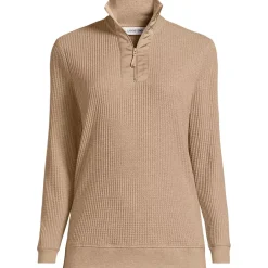 Women's Long Sleeve Waffle Quarter Zip Pullover