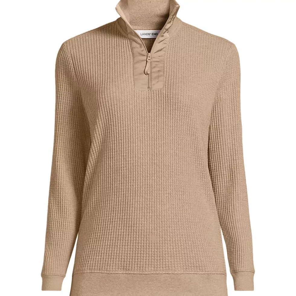 Women's Long Sleeve Waffle Quarter Zip Pullover